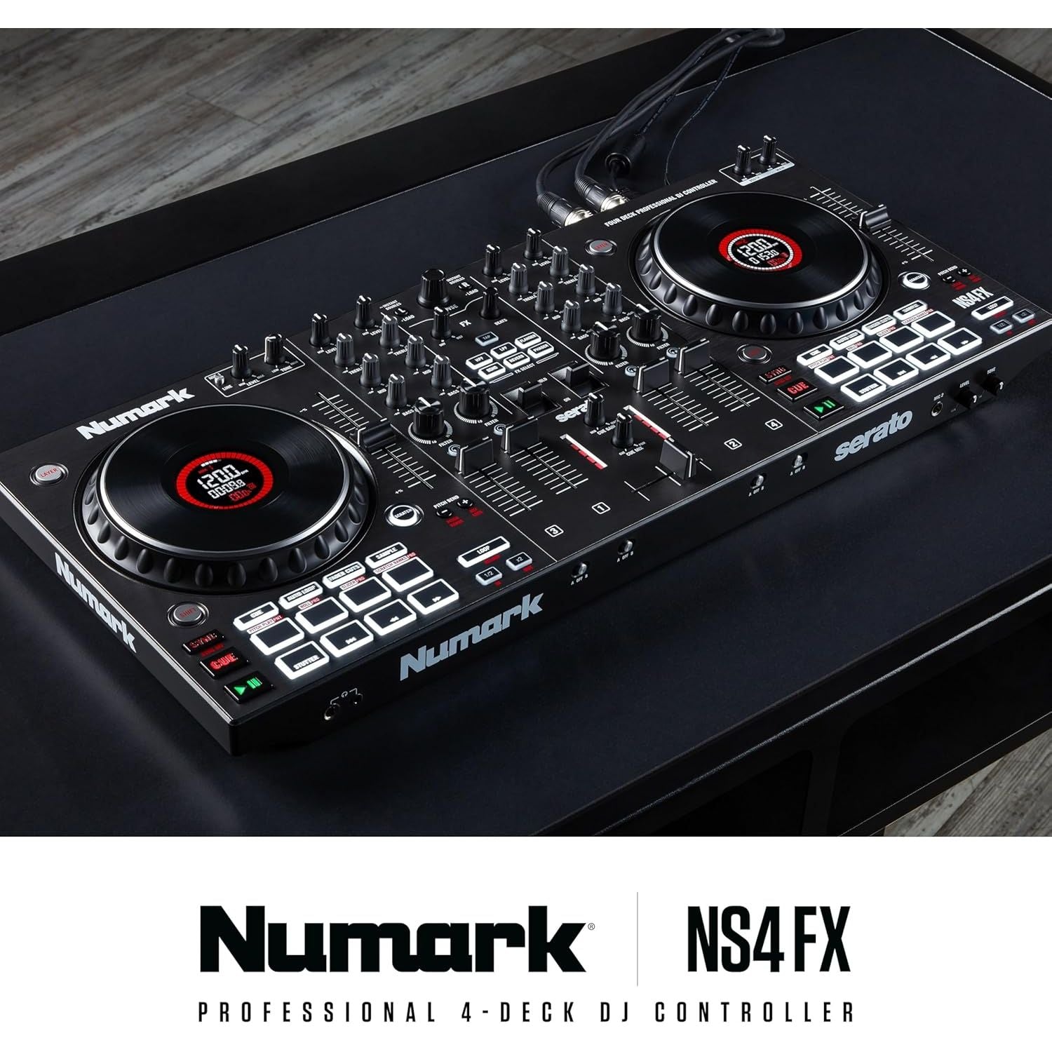 Buy Numark,Numark NS4FX Professional 4-Channel DJ Controller – High-Resolution Jog Wheel Displays, FX Paddles & Pro XLR Outputs - Gadcet UK | UK | London | Scotland | Wales| Near Me | Cheap | Pay In 3 | DJ Controllers